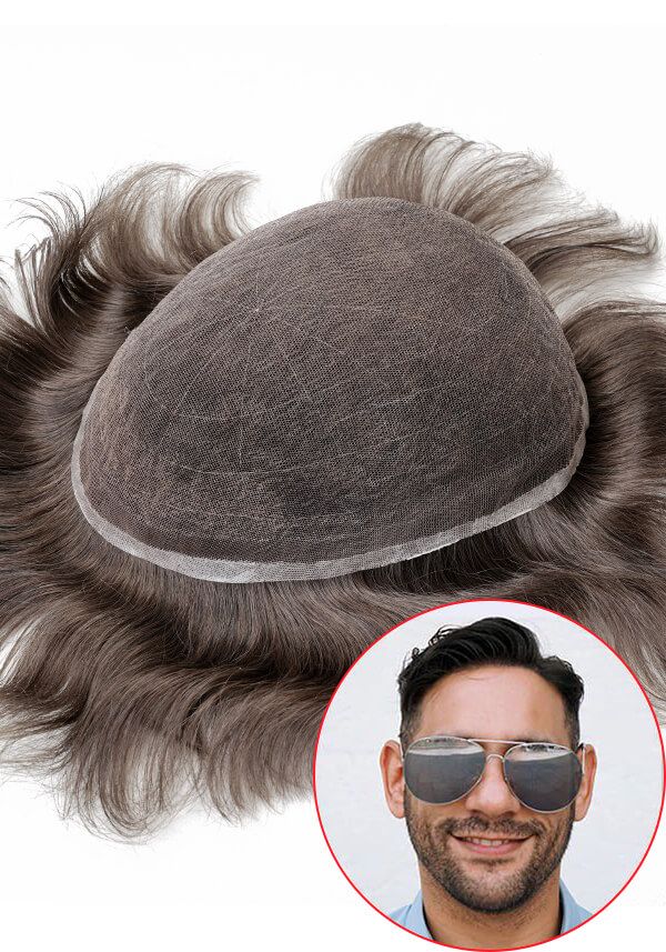 Full French Lace Stock Hairpieces for Men 90% Density