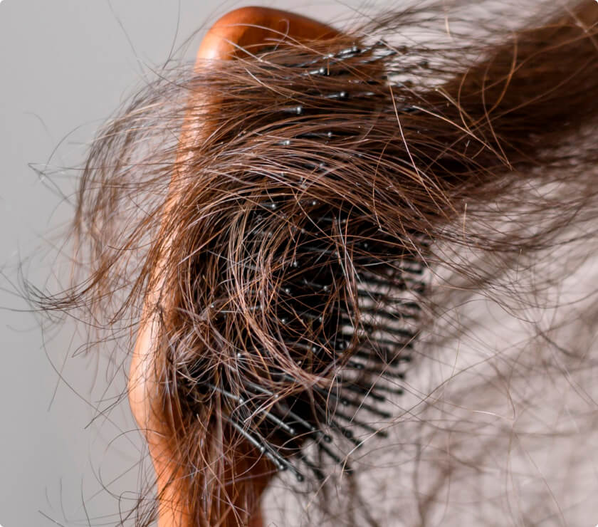 Tangled hair being brushed